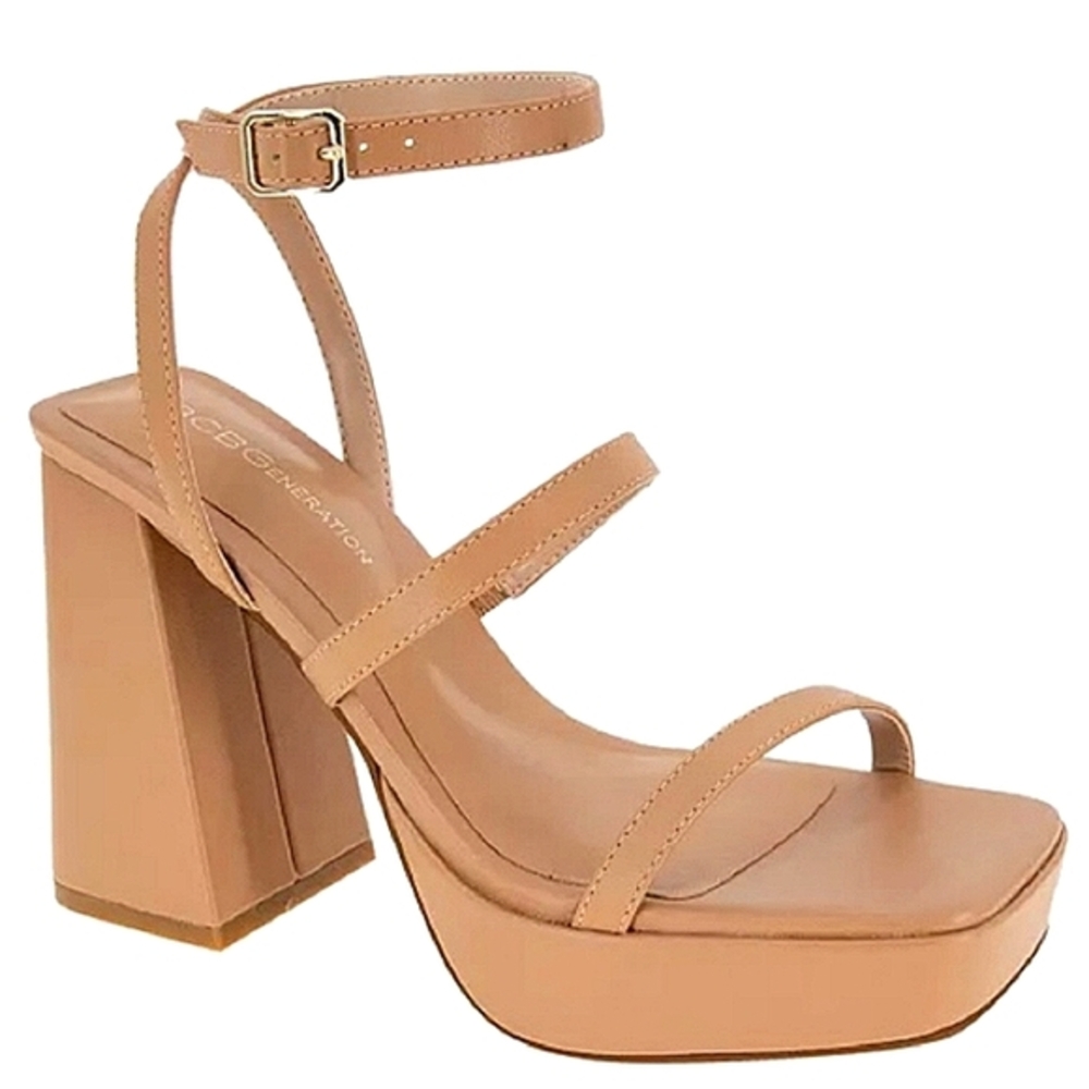 New w/o Box BCBGeneration Galana Vegan Leather Ankle Strappy Platform Sandals